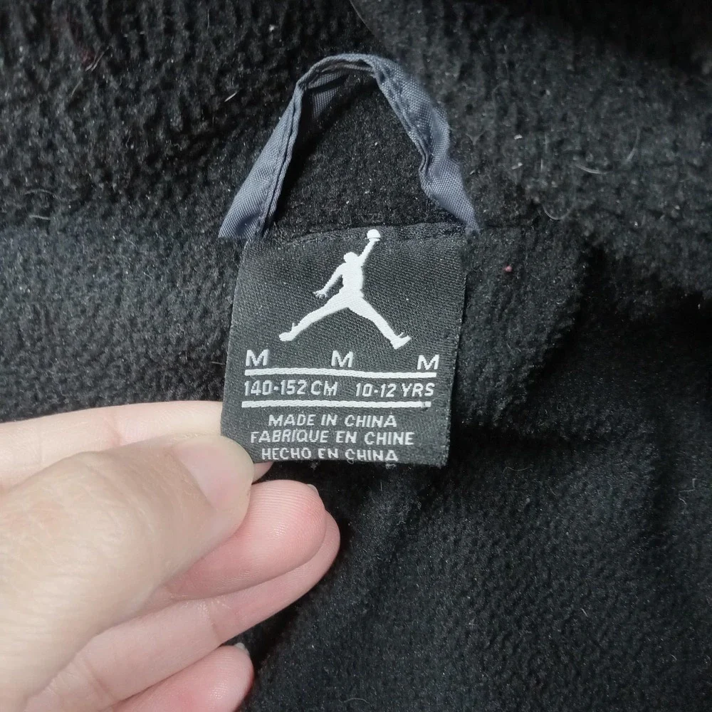 Jordan Jacket Boys Medium 10-12 Yrs Gray Hooded Puffer Coat‎ Stripe Sleeve Logo